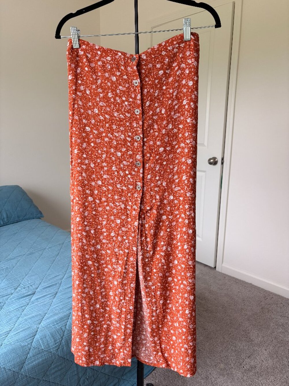 Wild Fable Rust Floral Button Front Maxi Skirt